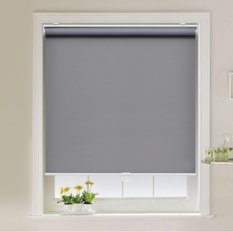 Cordless Roller Shades Blackout Blinds for Windows Room Darkening Rolled Up Shades with Spring System, UV Protection Window Shades Door Blinds for Home and Office (23" W x 72" H, Grey)