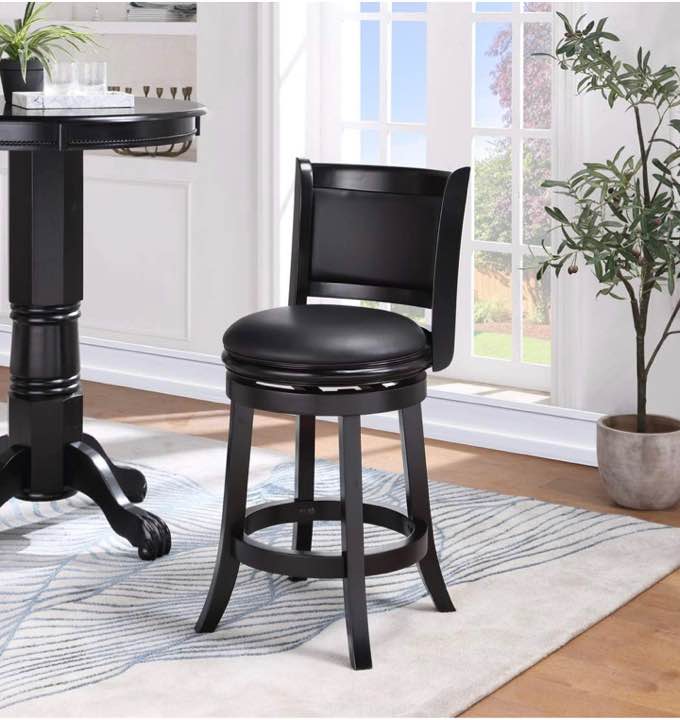 BST1404A Quai Swivel Counter Stool, Black