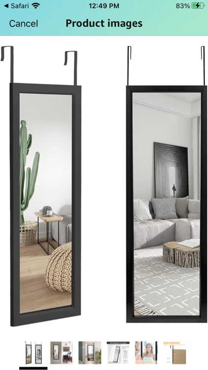 Americanflat 15x51 Black Over The Door Mirror - Full Length Hanging Door Mirror for Bedroom, Bathroom, or Dorm Room - Long Full Body Mirror with Hanger and Shatter-Resistant Glass