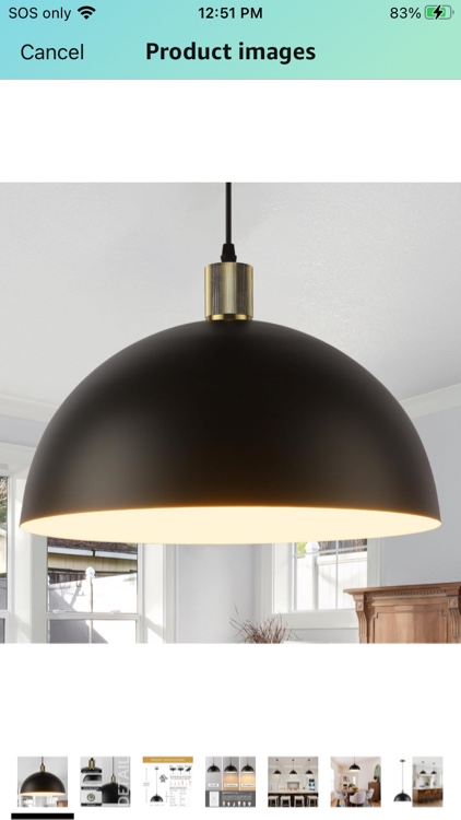 Black Pendant Light Fixtures, 15.7 Inch Large Dome Pendant Lighting Farmhouse Vintage Chandelier for Kitchen Island Dining Room