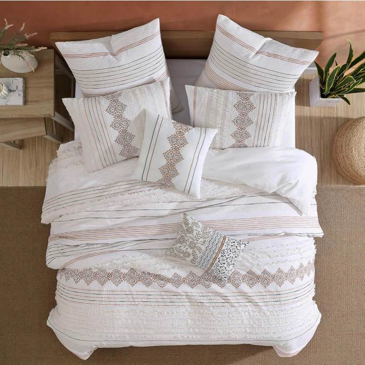 Riverbrook Home Andrew Comforter Set, White/Spice, Queen, 5 Piece Set