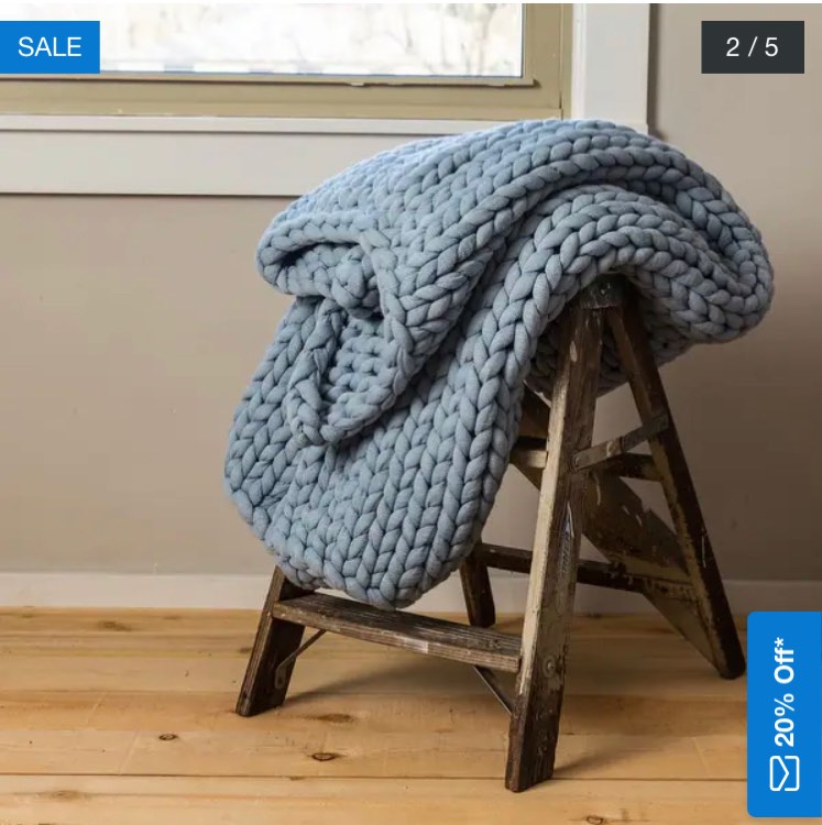 Donna Sharp Chunky Knit Throw - Light Blue
