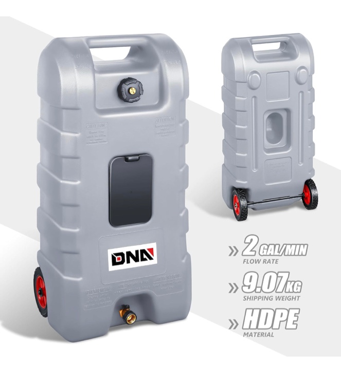 DNA MOTORING 58L Portable Fuel Caddy Tank Container for Gasoline Diesel Light Oil,13 Gallon, 2 Gal/Min,Grey,TOOLS-00302