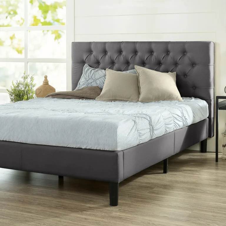 Zinus Misty 43" Upholstered Platform Bed Frame, Dark Gray, Full