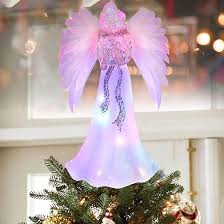 Christmas Fiber Optic Tree Topper,HOHOTIME Angel Christmas Tree Topper Ornament with 8 Lighted Modes,LED Angel Tree Topper with Fiber Optic Wings for Christmas Tree Decorations - White