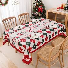 Romanstile Christmas Rectangle Red Plaid Tablecloth - 60 x 84 Inch - Checkered Water Stain Resistant Table Cover, Washable Polyester Table Cloths for Xmas Dinner/Party Decoration/Holiday