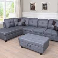 MEGA Furnishing 3 PC Sectional Sofa Set, Gray Linen Lift -Facing Chais- INCOMPLETE, BOX 1 OF 2, PART OF COUCH ONLY