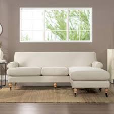 Jennifer Taylor Alana 91 in. Roll Arm Linen 2-Piece L-Shape Reversible Sectional Sofa, Light Beige