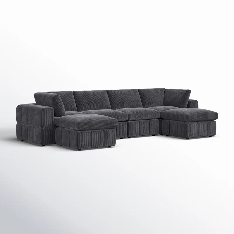 Wade & Logan Aprea 138" Wide Reversible Modular Sofa & Chaise (COMPLETE)