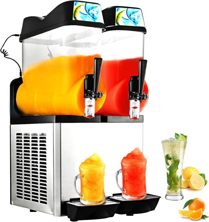 VEVOR Commercial Slushie Machine, 24L/6.4 Gallon Stainless Steel Frozen Margarita Smoothie for preparing frozen drinks, 100 Cups of Margarita wine, 640 Slushie Machine RLC12x2