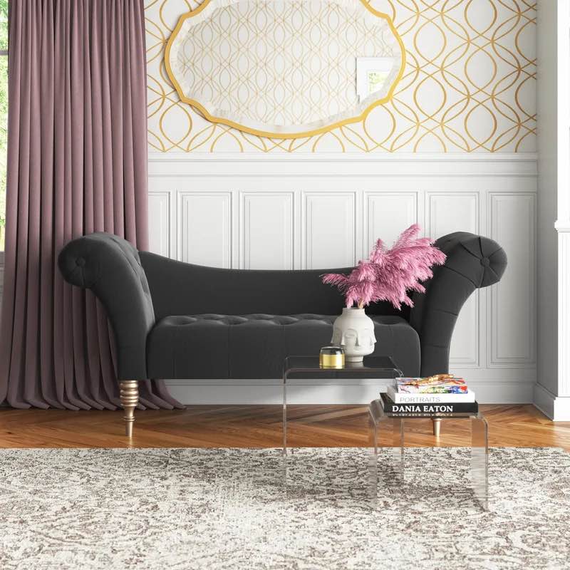 Kareem Upholstered Chaise Lounge by Three Post Teen Black