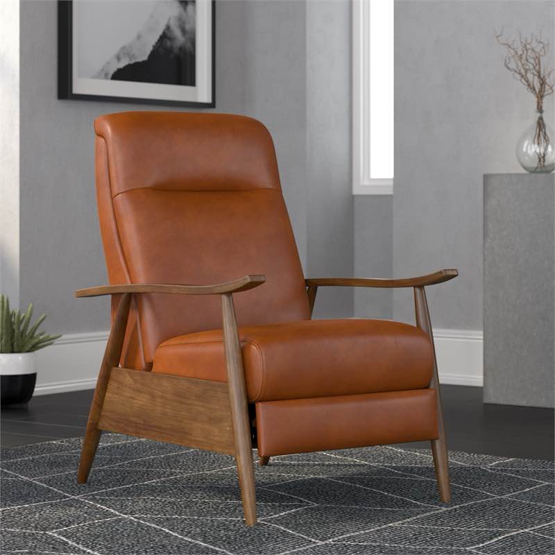 Solaris Wood Arm Push Back Recliner - Caramel 8022-57 