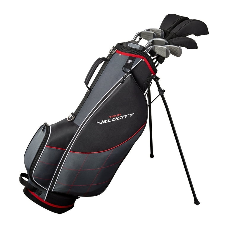 Wilson Tour Velocity Complete Golf Set with Stand Bag - Men's Right Hand, Regular Flex, Black/Red Includes: Driver (GRA) Fairway Wood (GRA), Irons # 6,7,8,9 Pitching Wedge, Putter, Carry Bag,Head Covers