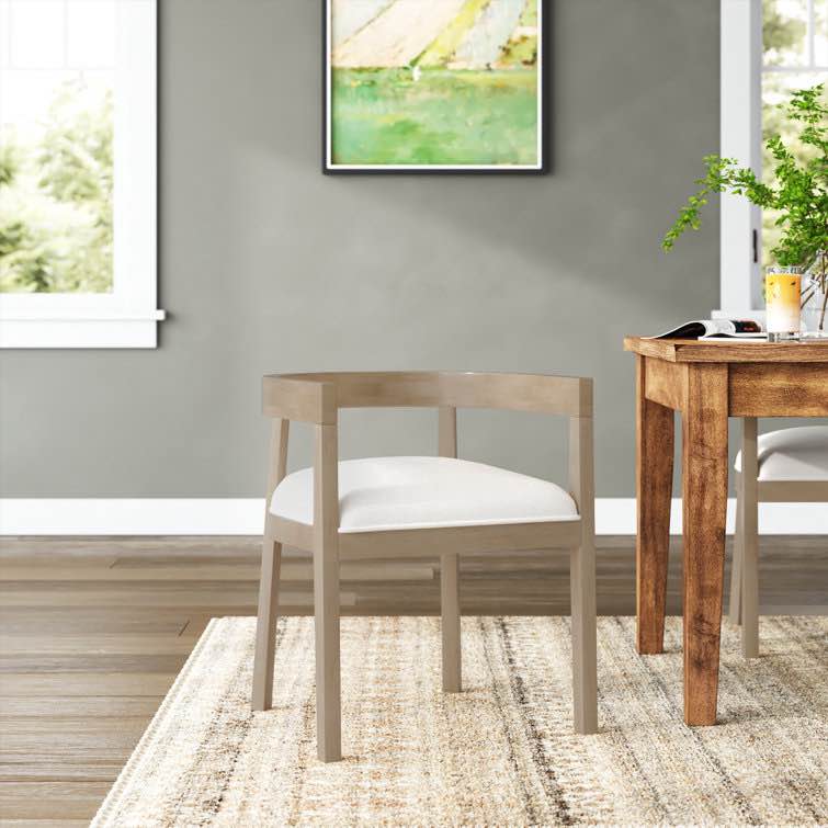 (8) Birch Lane Daney Peony Fabric and Rubberwood Dining Chairs Color: Almond (LOT IS PER SET OF 2 CHAIRS X 4 BOXES = 8 CHAIRS 4 BOXES OF 2 CHAIRS.)