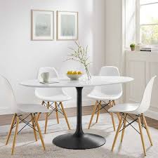 Modway Lippa 60" Round Wood Dining Table, White Top, Black Base (COMPLETE)