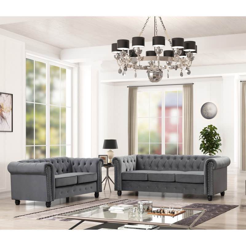 YAL furnishings Bosworth Cheadle 2 - Piece Living Room Set By Greyleigh Body Fabric: Gray Velvet 5185 