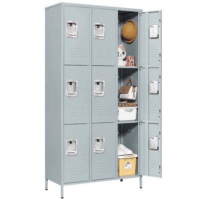  Mlezan Metal Lockers Storage Cabinet 9 Doors Locker for Office School Gym Hotel Home DBEC202336B