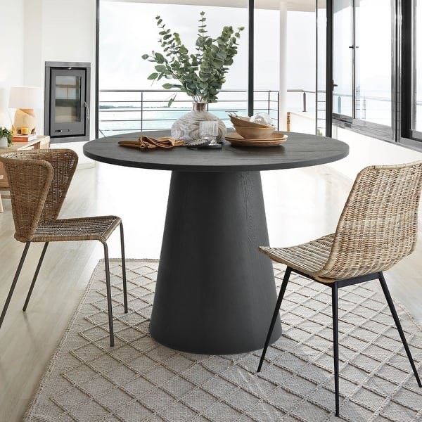 The Pop Maison DWEN 35" Fixed Pedestal Dining Table - Black