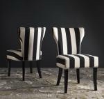 (Set of 8) Safavieh Jappic 22 in. H Kd Side Chairs Set Of 2 - Silver Nail Heads MCR4706F (INCLUDES 4 SETS OF 2 CHAIRS EACH - 8 CHAIRS TOTAL.)