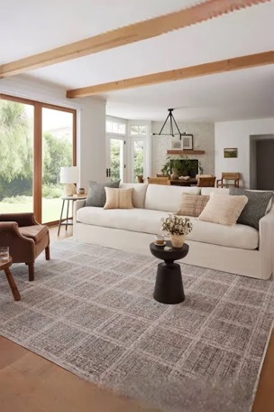 9ft 6in. x 13ft 1in. Ember EMB-10 Fog/Dove Plaid Area Rug by Angela Rose x Loloi