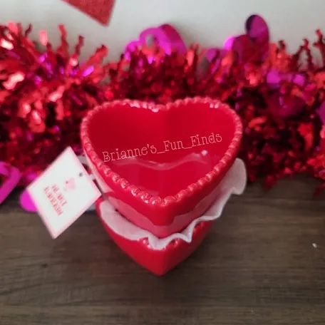 (8) Bullseye's Playground - Valentine's Heart Red Ramekins set of 2 (BID IS PER SET OF 2, LOT INCLUDES 8 TOTAL SETS OF 2)