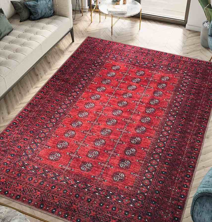 Keen Home Design 5x7 Rug - Machine Washable Area Rug with Non-Slip Backing, Ideal for Living Room, Dining Room, Bedroom - Vintage, Easy Clean, Durable, Low Pile Rug - (5' x 7')
