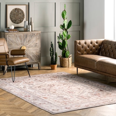 nuLOOM Rebellious 9 ft x 12 ft) Loomed Polyester Beige Rectangular Indoor Medallion Area rug Item #4089271 | Model #NHRB03A-6309