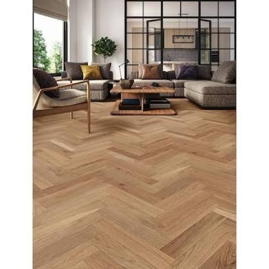 (85 Sq Ft.) Natural White Oak Solid Herringbone 3/4 in. T x 3.25 in. W Solid Hardwood (16.50 sq.ft./case) by CENTURY FLOORING (BID IS PER SQ FT, LOT IS FOR 85 SQ FT TOTAL. MSRP $8.69 PER SQ FT.)
