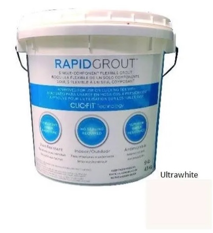 (15) RevoTile Accessories RAPIDGROUT D152 ULTRA WHITE 9LB  SKU: 9999574639 (BID IS PER 9 lbs. BUCKET OF GROUT, LOT IS FOR 15 BUCKETS TOTAL.)