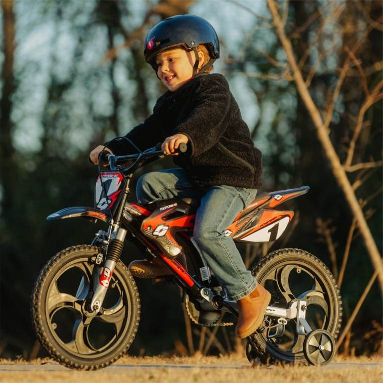 Hyper 16" Hyper Moto Bike, 16" Mag Wheels, Training Wheels, Child Bicycle, Ages 5-7 Years, Black/Red (Training Wheels Sold Seperately.)