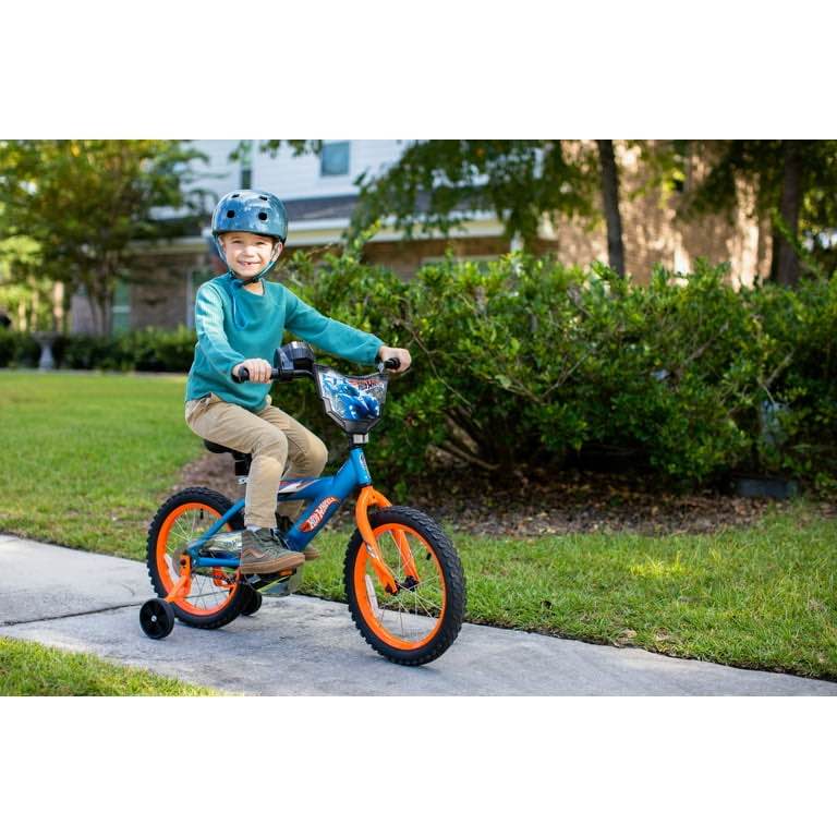 Dynacraft 16" Hot Wheels, Boys BMX Bike,Kids Age 5-7 Years, Blue (TRAINING WHEELS SOLD SEPERATELY.)