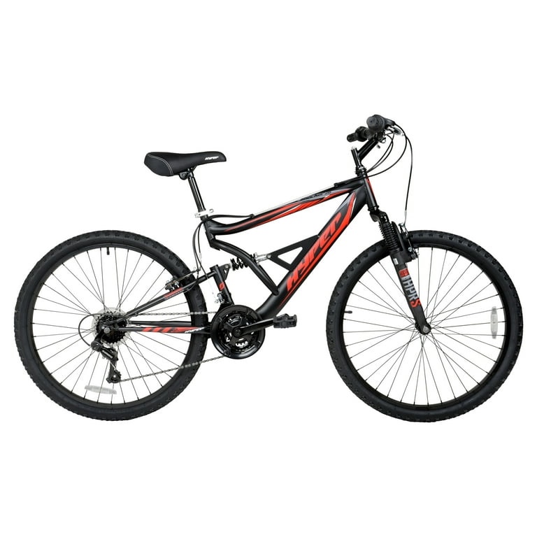Hyper 26" Bicycles Shocker Mountain Bike, 26" Wheels, Adult Ages 14+, Black/Red