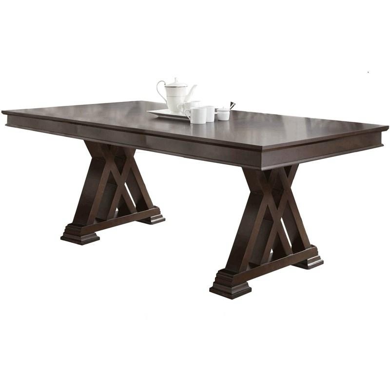 Steve Silver Company 60-78 in. Adrian Dining Table, 18" Extension Leaf, Dual-Interlocking X Base, Espresso Cherry, Hardwood Solids, Dining Room, Kitchen, 42 in.  D x 60 in. W x 30 in. H, Brown