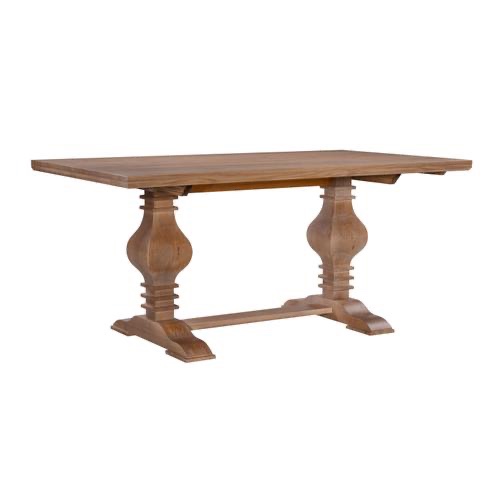 Reeser Rustic Honey Brown Wood 66.8 in. Double Pedestal Dining Table Seats 6 by Powell Company