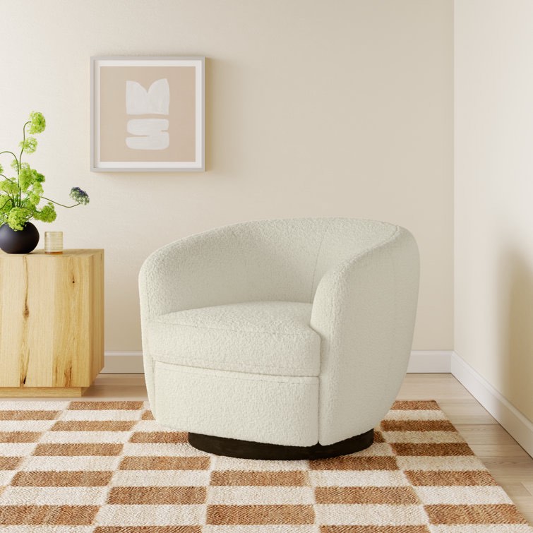 Marcy Upholstered Swivel Barrel Chair by Joss & Main Flanigan Cotton