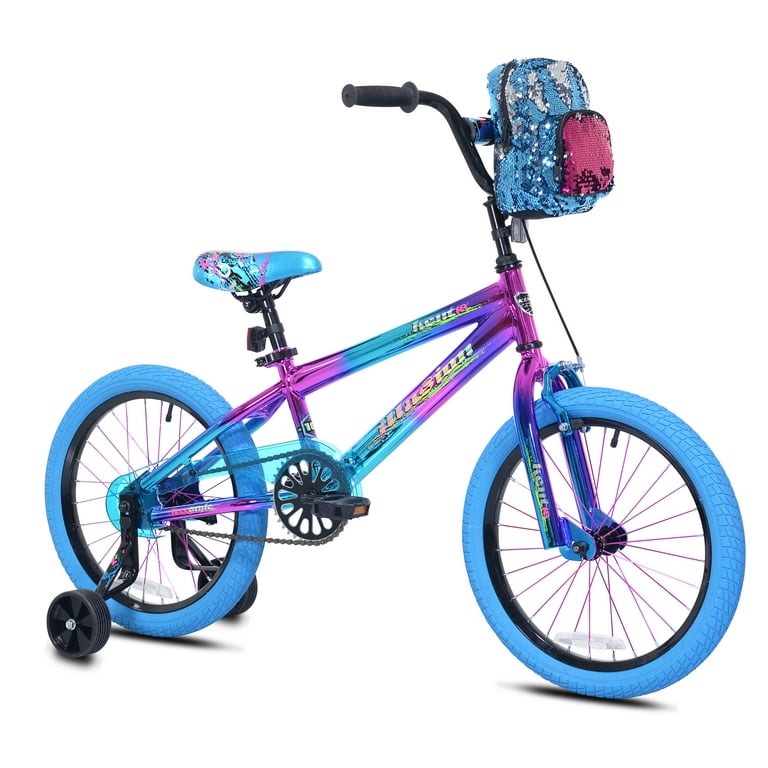 18" Kent Illusion Child Bicycle, 18" Wheels, Child Ages 6-12 Years, Blue/Purple (INCLUDES 1 TRAINING WHEEL ONLY.)