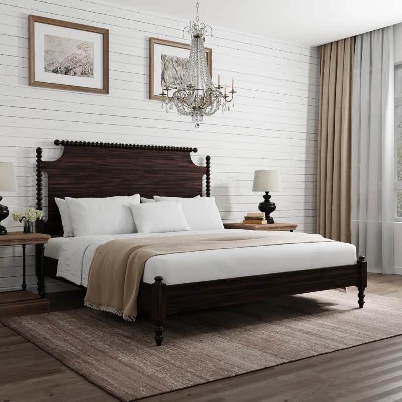 Hillsdale Cape Lane Wood Panel Nadette Spindle Queen Headboard & Footboard in Oiled Bronze Finish Item: 107213-135988