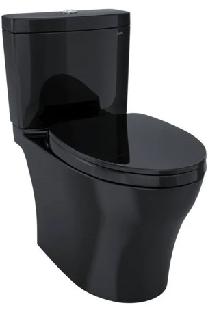 Toto MS646124CEMFN#51 Aquia IV 0.9 / 1.28 GPF Dual Flush One Piece Elongated Chair Height Toilet with Push Button Flush, Color: Ebony  MS646124CEMFN#51