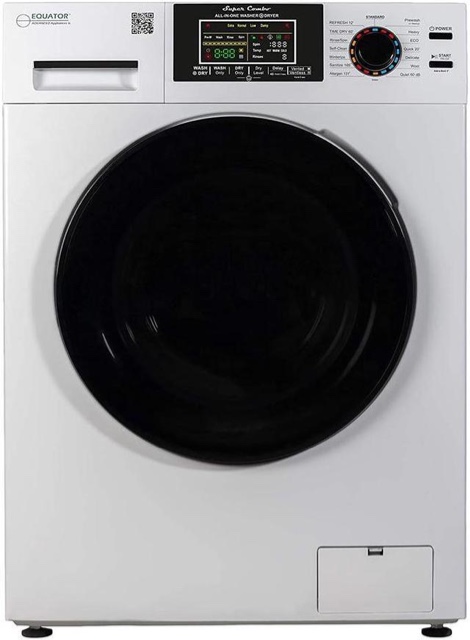 Equator Super Combination All In 1 Vent/Ventless Home Washer Dryer Unit, White (POWERS ON - UNUSED - MISSING COVER TO DETERGENT DRAWER JUST COVER DRAWER IS WORKING CONDITION, SEE PHOTOS.)