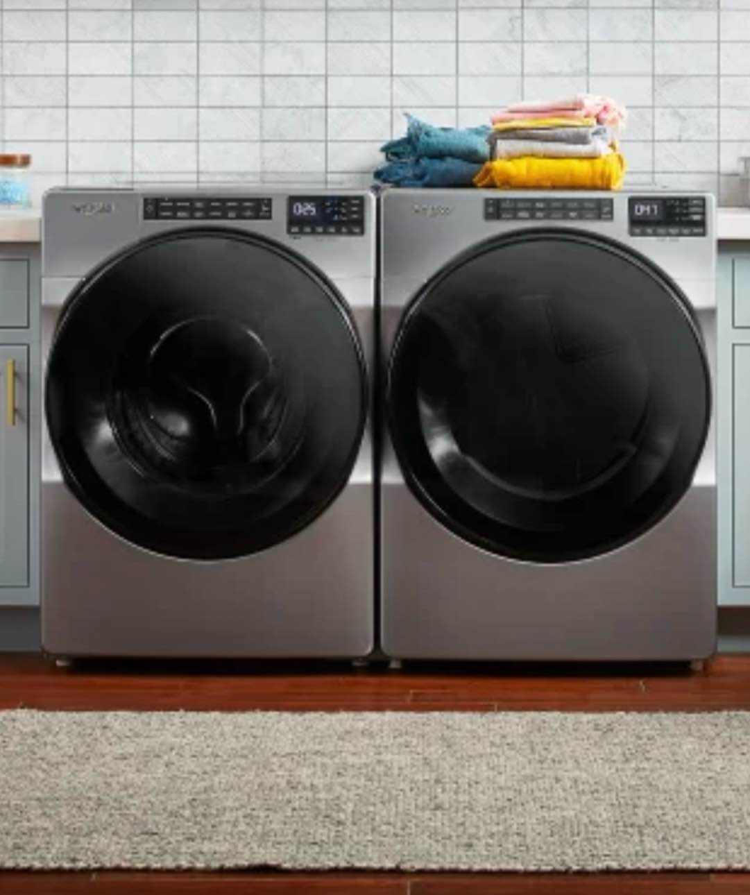 $Featured Auction$: Stackable Whirlpool 5.8 Cu. Ft. Front Load Washer and 7.4 Cu. Ft. Gas Wrinkle Shield Front Load Dryer (Row 11)ONE DAY PICK UP ONLY- SATURDAY JULY 26TH 10AM-6PM! CLOSED, SUNDAY JULY 27TH!