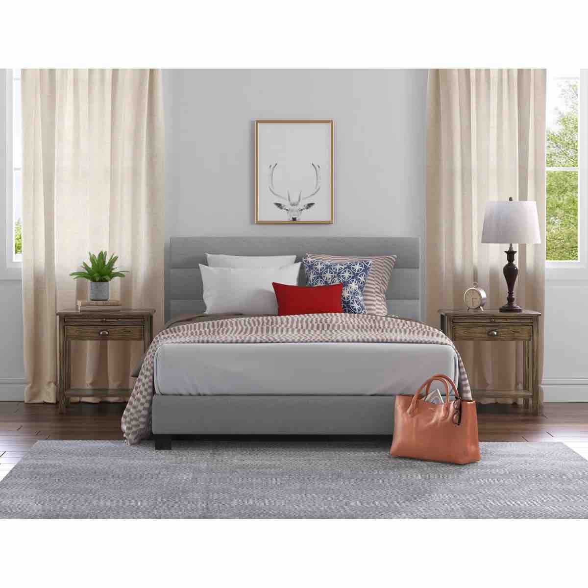 ClickDecor Hudson Upholstered Platform Bed with Straight Tufted Headboard