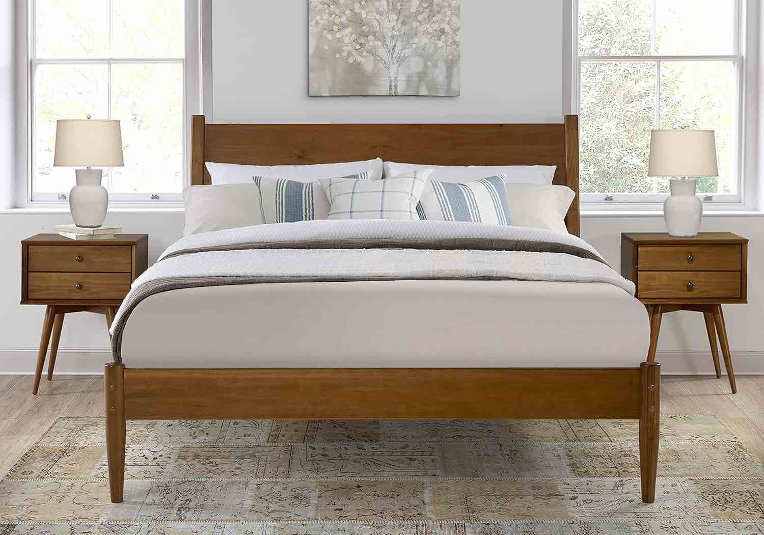 Eco-Flex Furniture Mid-Century Panel Bed - Full Size - Castanho Finish