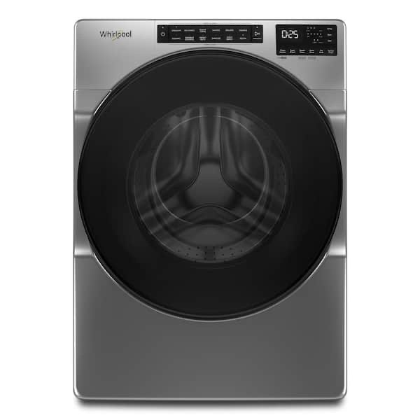 Whirlpool  Stackable 4.5 cu. ft. Front Load Washer with Steam, Quick Wash Cycle and Vibration Control Technology in Chrome Shadow (POWERS ON. SEE PHOTOS.)