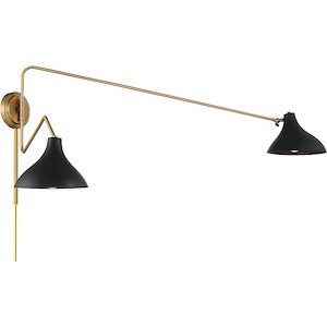 Pelle 2-Light Adjustable Wall Sconce in Matte Black with Natural Brass (M90088MBKNB) 