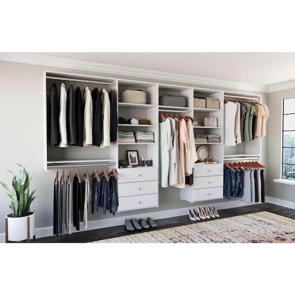Closet Evolution 120 in. W - 144 in. W White Wood Deluxe Closet System 