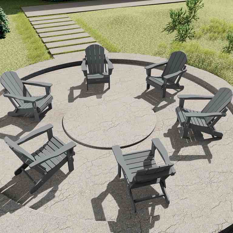 (7) SERWALL Foldable Adirondack Chair Set of 2, Weather Resistant Adirondack Chair for Patio Garden Outdoors Fire Pit - Grey 2001029 outdoor folding poly Adirondack Chair, Dark Gray (BID IS PER CHAIR, LOT IS FOR 7 ADIRONDACK.)  