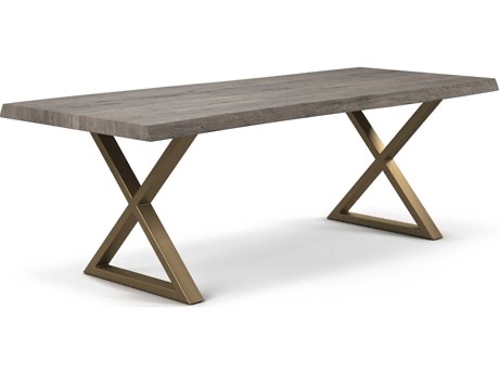 Urbia Imports Brooks Handmade Rectangular 116 inch Wide Premium Solid Acacia Wood Sandblasted Grey Brass Legs Dining Table by Urbia Brooks IL-UDT-B-BRSU Dining Table Brass Legs Dimensions: 40 in. L x 116 in. W x 29.75 in. H