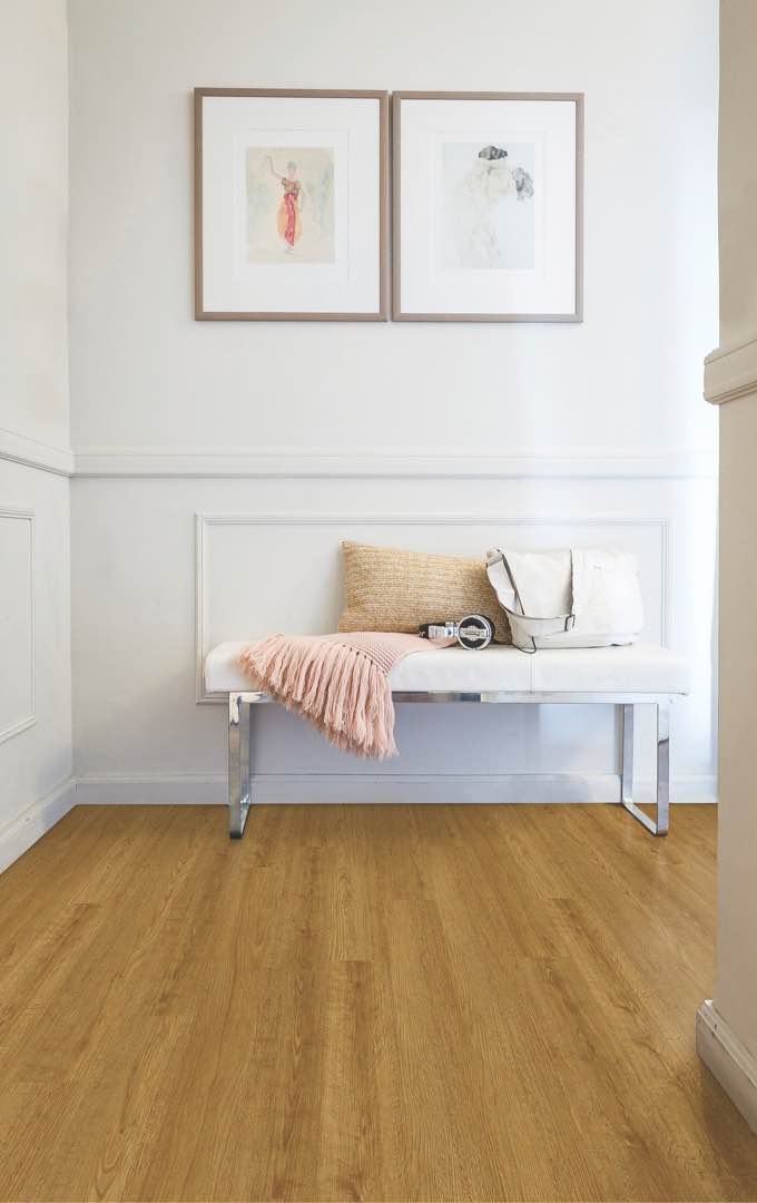 (2027 SQ FT) Mohawk Glenmont LVT 6 in. x 48 in. Vinyl Harvest Teak Premium (51.99 sq ft/ ctn) Fontan (BID IS PER SQ FT, LOT IS FOR 2027 SQ FT TOTAL. MSRP $1.61)