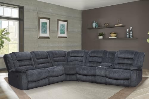 PARKER HOUSE HERITAGE- BOLTON - MISTY STORM 6 PIECE MODULAR RECLINING SECTIONAL AND ENTERTAINMENT CONSOLE - MBOL-PACKA-MISS by Parker House Furniture