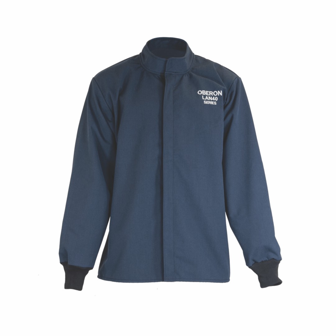 Oberon LAN4-CT 42 Cal Navy Blue Fabric LAN Deluxe Hip Length Arc Flash Coat Protective Welding Gear 2XL